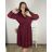 Šaty elegantný šifonové, žabičkování dlhý rukáv dámske nadrozměr  (X/2XLL ONE SIZE) TALIANSKA MóDA IM422VERONA vínová XL/2XL