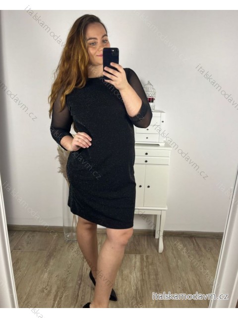 Šaty elegantné spoločenské 3/4 rukáv dámske nadrozmer (44-54) POLSKÁ MÓDA PMFF24FRIDA-1/DUR