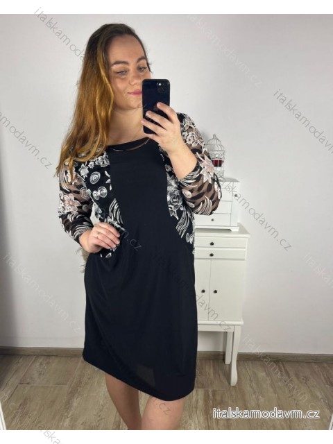 Šaty elegantné spoločenské 3/4 rukáv dámske nadrozmer (44-52) POLSKÁ MÓDA PMFF24BENE