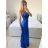 Šaty dlouhé elegantní společenské na ramínka dámské (S/M ONE SIZE) ITALSKÁ MÓDA IMPBB23B23376/DU S/M Černá