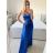 Šaty dlouhé elegantní společenské na ramínka dámské (S/M ONE SIZE) ITALSKÁ MÓDA IMPBB23B23376/DU S/M Černá