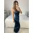 Šaty dlouhé společenské na ramínka dámské (S/M ONE SIZE) ITALSKá MODA IM3236537/DU S/M čierna