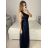 Šaty dlhé třpytivé spoločenské na ramienka dámske (S/M/L ONE SIZE) TALIANSKA MÓDA IMC23480/DUR -   tmavo modrá,   M / L