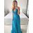 Šaty dlouhé elegantní bez rukávu dámské (S/M ONE SIZE) ITALSKá MóDA IMM22pl68805/DU S/M modrá