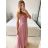 Šaty dlouhé elegantní bez rukávu dámské (S/M ONE SIZE) ITALSKá MóDA IMM22pl68805/DU S/M modrá