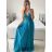 Šaty dlouhé elegantní bez rukávu dámské (S/M ONE SIZE) ITALSKá MóDA IMM22pl68805/DU S/M modrá