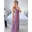 Šaty dlhé elegantné spoločenské na ramínka dámske (M/L ONE SIZE) TALIANSKA MóDA IM42380566 tmavo staroružová M / L