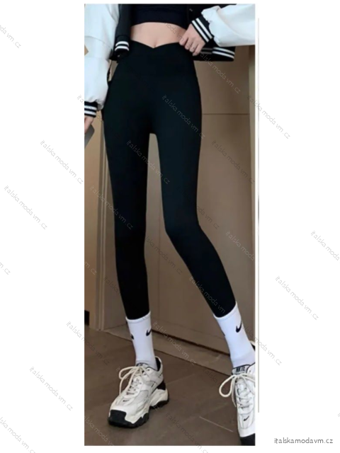 Legíny dlouhé dámské (S/M-M/L) FRANCOUZSKÁ MÓDA FMTI24P1560/DU černá S/M