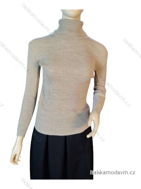 Sveter rolák dlhý rukáv dámske (SM) NEW NOCE TURECKO TM923096/DUR -   tmavo béžová
 -   S / M