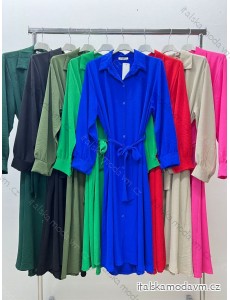 Šaty košeľové dlhý rukáv dámske nadrozmer (XL/2XL ONE SIZE) TALIANSKA MÓDA IM424077
