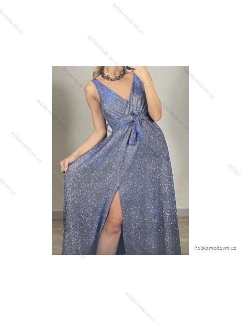 Šaty dlhé spoločenské s flitrami na ramienka dámske (S/M ONE SIZE) TALIANSKA MÓDA IMPMD2420531/20513