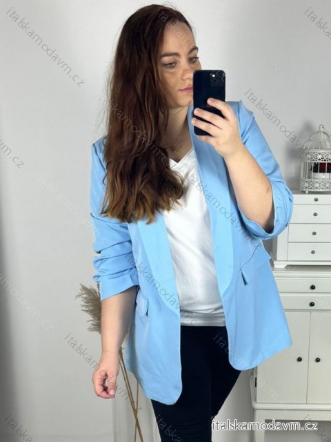 elegantné sako dámska (54-60) TALIANSKA MÓDA IMM23M85705 -   svetlo modrá -   58