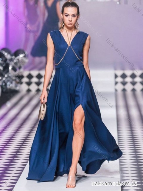 Šaty dlouhé společenské bez rukávu dámské (34-54) POLSKÁ MÓDA PMLMR23MILENA-7 -   světle modrá -   48