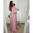 šaty plesové dlouhé společenské krátký rukáv dámské nadrozměr (2XL/3XL ONE SIZE) ITALSKÁ MÓDA IMM2361107pl/DU starorůžová