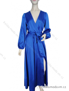 Šaty elegantné saténové dlhý rukáv dámske (S / M.ONE SIZE) TALIANSKÁ MÓDA IMHMS23110