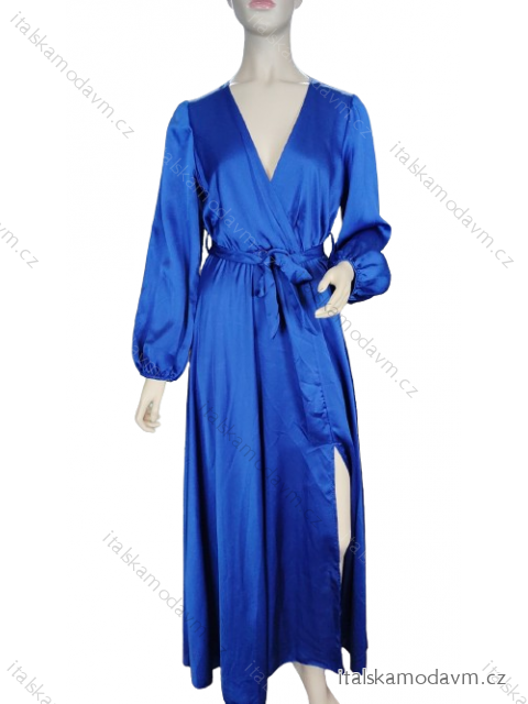 Šaty elegantné saténové dlhý rukáv dámske (S / M.ONE SIZE) TALIANSKÁ MÓDA IMHMS23110