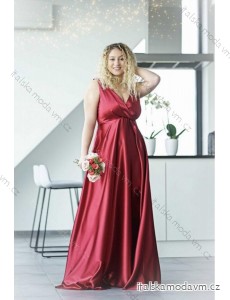 Šaty dlhé elegantné spoločenské na ramienka dámske nadrozmer (42-48) FRANCÚZSKA MÓDA FMPEL23BETSYQS