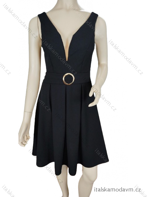 Šaty spoločenské krátke široká ramínka dámske (S/M ONE SIZE) TALIANSKA MÓDA IM323BELLA/DU -   čierna
 -   S / M