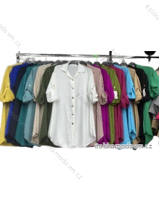 Šaty košeľové dlhý rukáv dámske nadrozmer (XL/2XL/3XL ONE SIZE) TALIANSKA MÓDA IMBM24012
