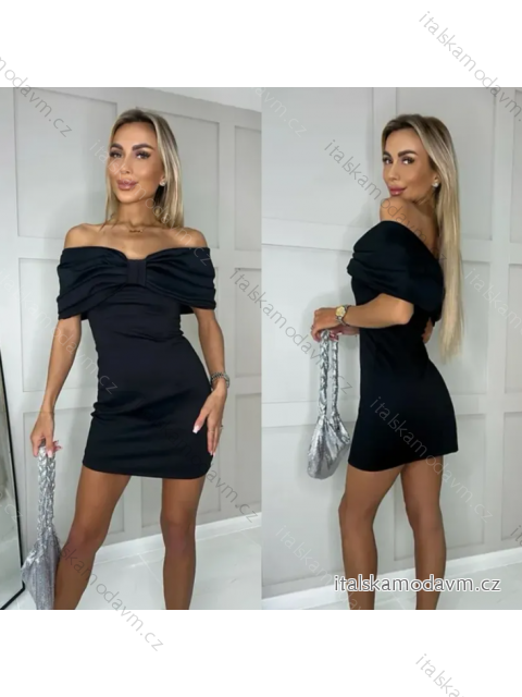 Šaty elegantný krátky rukáv dámske (S/M ONE SIZE) TALIANSKA MÓDA IMPLS2431843