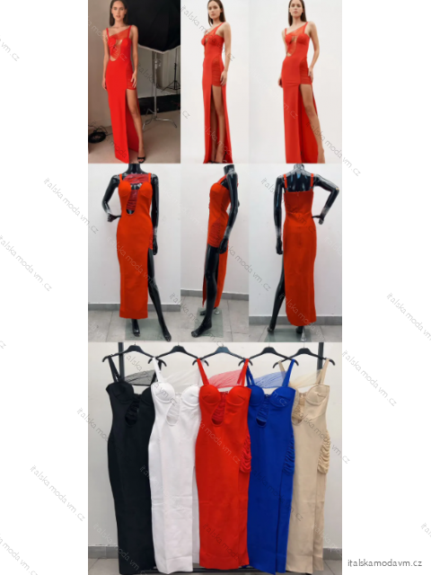 Šaty dlouhé společenské na ramínka dámské (S/M ONE SIZE) ITALSKÁ MÓDA IMPLS24CH5127