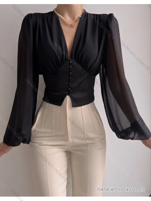 Croptop elegantný dlhý rukáv dámsky (S/M ONE SIZE) TALIANSKA MÓDA IMPLS2431834