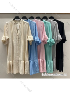 Šaty košeľové 3/4 dlhý rukáv dámske (S/M ONE SIZE) TALIANSKA MÓDA IMPDY24LS20823