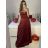 Šaty spoločenské dlhé na ramienka carmen dámske (S/M ONE SIZE) TALIANSKA MÓDA IMPBB23B23687/DUR Čierna S/M