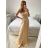 Šaty spoločenské dlhé na ramienka carmen dámske (S/M ONE SIZE) TALIANSKA MÓDA IMPBB23B23687/DUR Čierna S/M