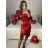 Šaty elegantní dlouhý rukáv dámské (S/M ONE SIZE) ITALSKá MODA IM323BORA/DU S / M červená