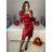 Šaty elegantní dlouhý rukáv dámské (S/M ONE SIZE) ITALSKá MODA IM323BORA/DU S / M červená