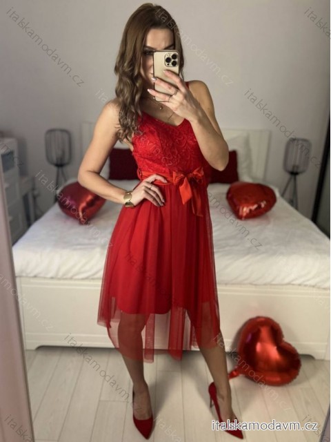 Šaty krátke spoločenské na ramienka dámske (S/M ONE SIZE) TALIANSKA MÓDA IMPSH235381/DU -   růžová starorůžová -   S / M