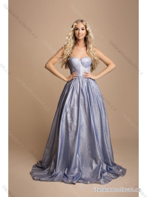 Šaty elegantní dlouhé na ramínka dámské (S-L) FRANCOUZSKÁ MÓDA FMPEL23HM2332-1 svetlo modrá M