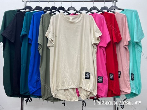Tunika s kapucí krátký rukáv dámská nadrozměr (2XL/3XL/4XL ONE SIZE) ITALSKá MóDA IM424142