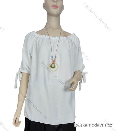 Tunika s přívěškem krátký rukáv dámská (L/XL ONE SIZE) ITALSKÁ MÓDA IMWDI24009/DUR -   bílá -   L/XL