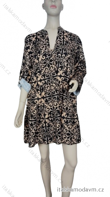 Šaty oversize letný dlhý rukáv dámske (M/L/XL ONE SIZE) TALIANSKA MÓDA IMWBB23BETTY/DR -   hnedá
 -   L/XL
