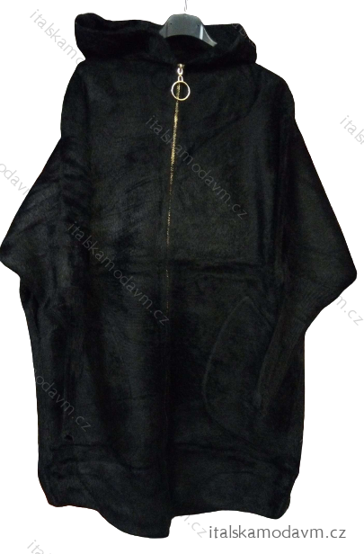 Kabát jesenná na zip alpaka dámsky (S/M/L ONE SIZE) TALIANSKA MÓDA IMWC223350/DUR ČERNÁ