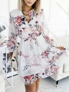 Šaty šifonové elegantné košeľové dlhý rukáv dámske (S / M ONE SIZE) TALIANSKÁ MÓDA IMWG22637-1/DUR