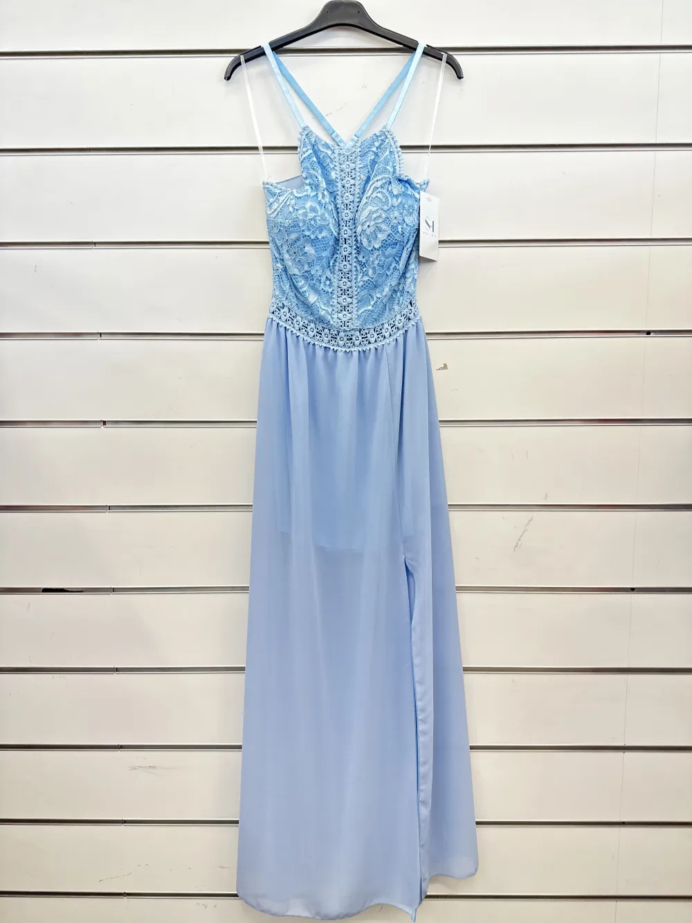 Šaty dlhé elegantné bez rukávov dámske (S/M ONE SIZE) TALIANSKA MÓDA IMPSH244985 svetlo modrá S/M