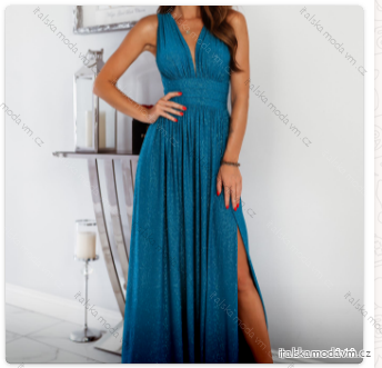 Šaty dlhé spoločenské trblietavé s flitrami bez rukávu dámske nadrozmer (34-46) POLSKÁ MÓDA PMLWD23VIRGINIA11 -   tyrkysová -   46
