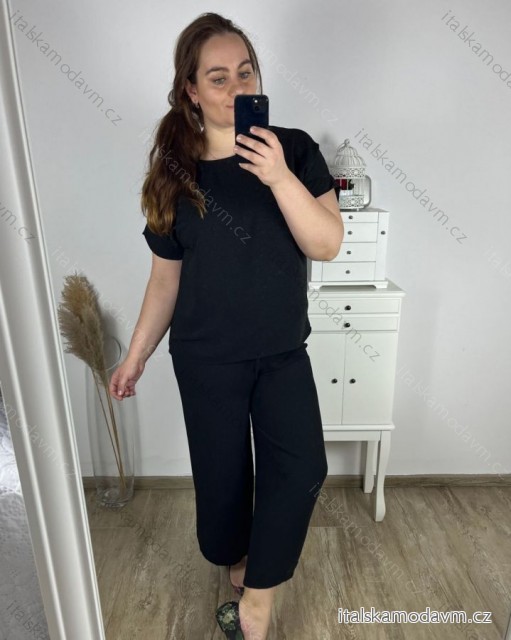Souprava s řetízkem oversize kalhoty a tričko s krátkým dámská nadrozměr (M/L/XL ONE SIZE) TALIANSKA MÓDA IMC24KESY