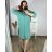 Šaty košeľové dlhý rukáv dámske nadrozmer (XL/2XL/3XL ONE SIZE) TALIANSKA MÓDA IMC24OLGA/DR XL/2XL modrá mintova