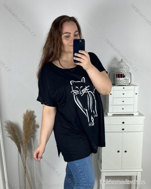 Tunika tričko krátky rukáv dámska (4XL/5XL/6XL ONE SIZE) MODA ITALY TML24NOVA-3/DR