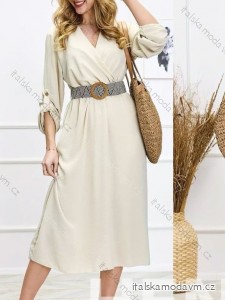 Šaty dlhé s opaskom dlhý rukáv dámske (S/M/L ONE SIZE) TALIANSKA MÓDA IMWBH24015