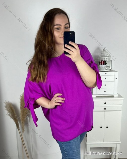 Tunika krátky rukáv dámska nadrozmer (5XL/6XL/7XL ONE SIZE) TALIANSKA MÓDA IMBM24BELLA