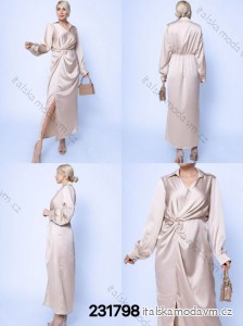 Šaty elegantné dlhé dlhý rukáv dámske (S/M ONE SIZE) TALIANSKA MóDA IM424067