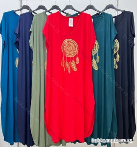 Šaty dlhé krátky rukáv dámske nadrozmer (4XL/5XL ONE SIZE) TALIANSKA MóDA IM424203