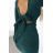 518-1 Pohodlné svetrové šaty s mašľou na chrbte - zelené