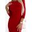 529-3 ELEONORA klasické šaty s výrezom na chrbte - červené s trblietkami
