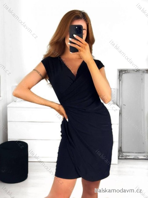 Šaty krátke letné icecool bez rukávov dámske (S/M ONE SIZE) TALIANSKA MÓDA IMM23177A/DUR S/M čierna